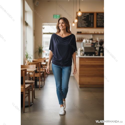 Tričko krátky rukáv dámske nadrozmer (54/56/58 ONE SIZE) TALIANSKA MÓDA IMD25335