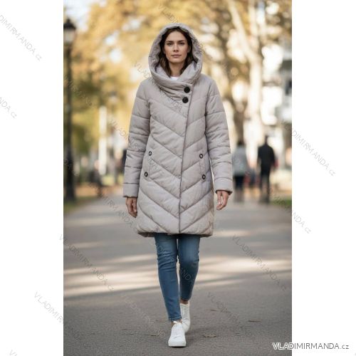 Bunda zimná s kapucňou dlhý rukáv dámska (S/M/L ONE SIZE) TALIANSKA MÓDA IMD25342