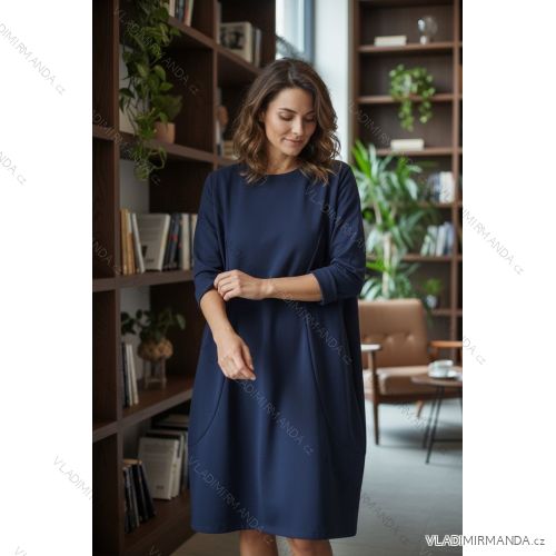 Šaty voľnočasové oversize 3/4 dlhý rukáv dámske nadrozmer (46/48/50 ONE SIZE) TALIANSKA MÓDA IMD25354