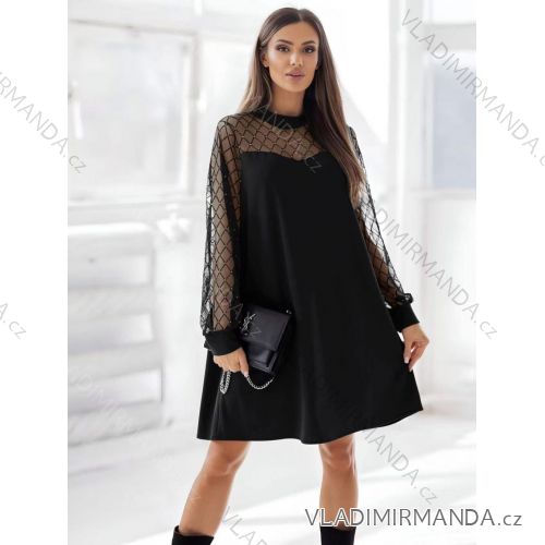 Šaty krátke elegantný dlhý rukáv dámske (S/M/L ONE SIZE) TALIANSKA MÓDA IMD25357