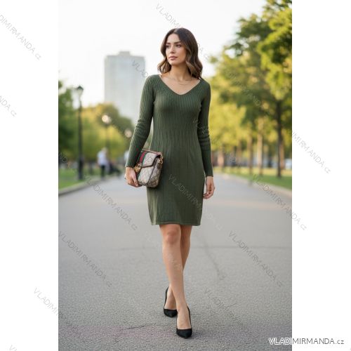 Šaty krátke teplé dlhý rukáv dámske (S/M/L ONE SIZE) TALIANSKA MÓDA IMD25359