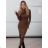 Šaty úpletové dlhý rukáv dámske INES (XS/S/M ONE SIZE) TALIANSKA MÓDA IMM25M9060/DUR černá XS/S/M