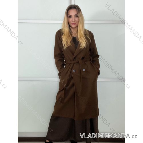 Kabát dlhý rukáv dámske (S/M/L ONE SIZE) TALIANSKA MÓDA IMPVN2525994/DU S/M/L tmavo hnedá