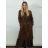 Kabát dlhý rukáv dámske (S/M/L ONE SIZE) TALIANSKA MÓDA IMPVN2525994/DU S/M/L tmavo hnedá