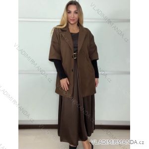 Kabát jesennej oversize na gombíky dlhý rukáv dámsky (S/M/L ONE SIZE) TALIANSKA MÓDA IMWCL252811/DU