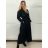 Kabát s opaskom dlhý rukáv dámske (S/M/L ONE SIZE) TALIANSKA MÓDA IMPVN25251008/DU čierna S/M/L