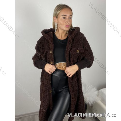 Kabát baránkový oversize na gombíky dlhý rukáv dámsky (M/L/XL ONE SIZE) INDICKÁ MÓDA IMWK251111