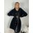 Kabát baránkový oversize na gombíky dlhý rukáv dámsky (M/L/XL ONE SIZE) INDICKÁ MÓDA IMWK251111/DUR M/L/XL čierna