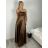 Šaty dlhé spoločenské dámske (S/M ONE SIZE) TALIANSKA MÓDA IMPHD2524106/DR S / M hnedá