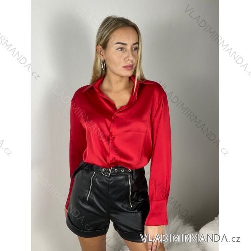 Košile dlhý rukáv dámska (S/M/L ONE SIZE) TALIANSKA MODA IMSD250001/DR S/M/L červená