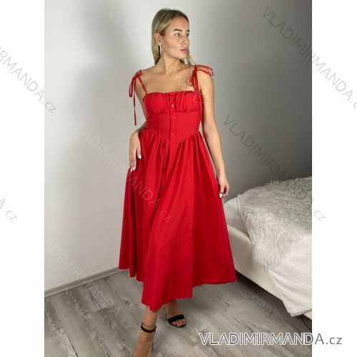 Šaty dlhé košeľové letné na ramienka dámske (S/M/L ONE SIZE) TALIANSKA MÓDA IMPBB25B25107