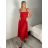 Šaty dlhé košeľové letné na ramienka dámske (S/M/L ONE SIZE) TALIANSKA MÓDA IMPBB25B25107/DU S/M/L červená