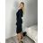 Šaty elegantný dlouhý rukáv dámske (S/M/L ONE SIZE) TALIANSKA MÓDA IMWHD25100/DR S/M/L čierna