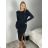 Šaty elegantný dlouhý rukáv dámske (S/M/L ONE SIZE) TALIANSKA MÓDA IMWHD25100/DR S/M/L čierna