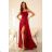 Šaty dlouhé společenské na ramínka dámské (32-42) POLSKÁ MÓDA PMLEL25ROCHEL1 červená 