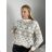 Sveter vánoční úpletový dlhý rukáv dámsky (S/M/L ONE SIZE) TALIANSKA MÓDA IMWH25002/DUR červená S/M/L