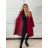 Kabát zimný dlhý rukáv dámsky (M/L/XL ONE SIZE) TALIANSKA MÓDA IMD25294/DU M/L/XL vínová