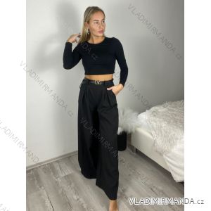 Nohavice elegantné s opaskom dámske (S/M/L ONE SIZE) TALIANSKA MÓDA IMC25089/DR