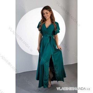 Šaty dlhé spoločenské krátky rukáv dámske nadrozmer (36-52) POLSKÁ MÓDA PMLMR25INES5/DUR