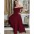 Šaty dlhé spoločenské na ramienka dámske (34-48) POLSKÁ MÓDA PMLBC24320-10 38 vínová třešňová