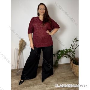 Sveter tenký třpytivý 3/4 rukáv dámsky nadrozmer JITKA (54/56/58 ONE SIZE) TALIANSKA MÓDA IM425820