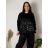 Mikina teplá s kapucí dlhý rukáv dámska nadrozmer (52/54/56 ONE SIZE) TALIANSKA MÓDA IM425737/DR  čierna
