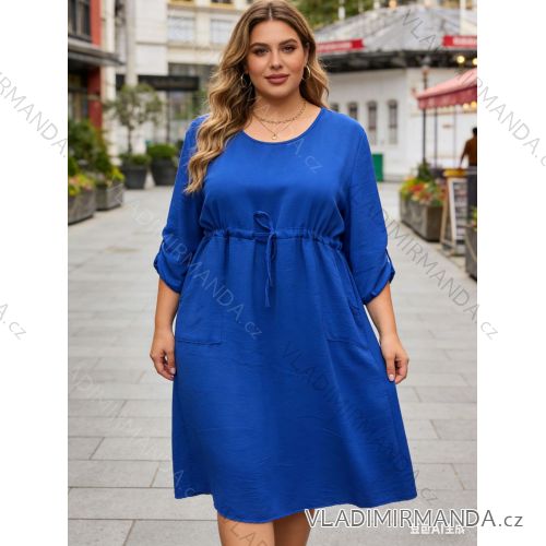 Šaty klasik sťahovací 3/4 dlhý rukáv dámske nadrozmer (48/50/52 ONE SIZE) TALIANSKA MÓDA IM426002