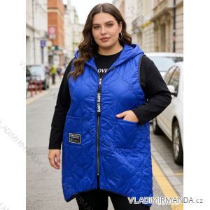 Vesta slabá šusťáková s kapucňou bez rukávu dámska nadrozmer (52/54/56 ONE SIZE) TALIANSKA MÓDA IM426003