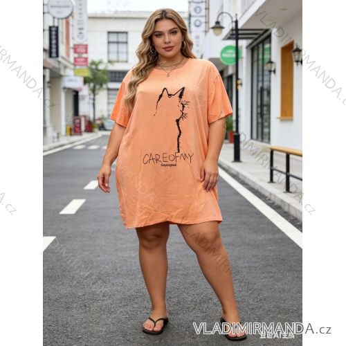 Šaty krátke voľnočasové krátky rukáv dámske nadrozmer (54/56/58 ONE SIZE) TALIANSKA MÓDA IM426005