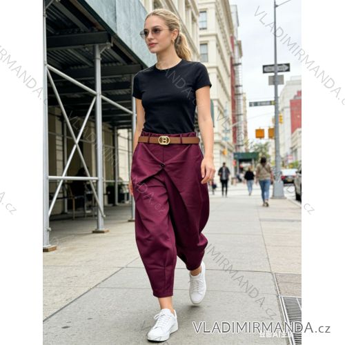 Nohavice voľnočasové trojštvrťové 3/4 krátke dámske nadrozmer (44/46/48 ONE SIZE) TALIANSKA MÓDA IM426008