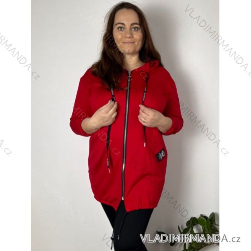 Mikina slabá na zips s kapucňou dlhý rukáv dámska nadrozměr BELLA (46/48/50 ONE SIZE) TALIANSKA MÓDA IMSM25198/DU