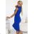 318-9 Elegantné midi šaty s pekným výstrihom a krátkymi rukávmi - nevädzovo modré