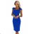 318-9 Elegantné midi šaty s pekným výstrihom a krátkymi rukávmi - nevädzovo modré