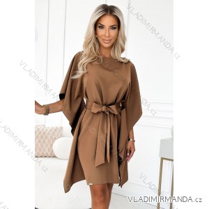 287-39 SOFIA Šaty s motýľmi a zaväzovaním v páse - cappuccino
