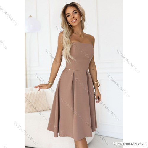 641-2 VIVIENNE midi šaty s korzetom na špeciálne príležitosti - béžové