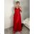 Šaty dlhé spoločenské na ramienka dámske LEXI (S/M ONE SIZE) TALIANSKA MÓDA IMC25570/DR S / M červená