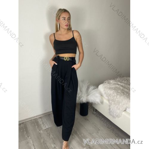 Nohavice dlhé s opaskom dámske LOLA (S/M/L ONE SIZE) TALIANSKA MODA IM324055/DUR S/M/L čierna