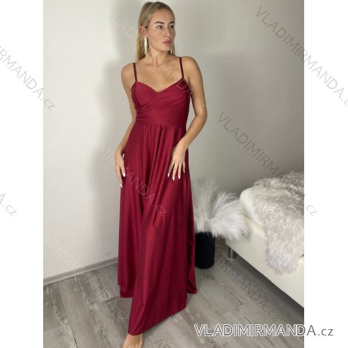 Šaty elegantné spoločenské dlhé na ramienka dámske HELEN (S/M/L ONE SIZE) TALIANSKA MÓDA IM325200