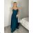 Šaty elegantné spoločenské dlhé na ramienka dámske HELEN (S/M/L ONE SIZE) TALIANSKA MÓDA IM325200/DR S/M/L modrá petrolejová