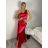 Šaty elegantné spoločenské dlhé na ramienka dámske MONA (S/M/L ONE SIZE) TALIANSKA MÓDA IM3251122/DR S/M/L červená