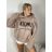 Mikina oversize s kapucí dlhý rukáv dámska (S/M/L ONE SIZE) Turecká MÓDA TMWH251111/DR S/M/L hnedá