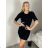 Šaty úpletové riadkové dlhý rukáv dámske (XS/S/M ONE SIZE) TALIANSKA MÓDA IMD25219/DR XS/S/M čierna