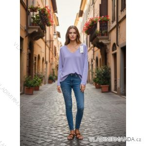 Sveter tenký úpletový dlhý rukáv dámsky (S/M/L ONE SIZE) TALIANSKA MÓDA IMSM26002