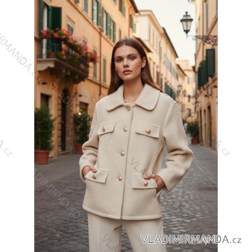 Kabátik flaušový dlhý rukáv dámsky (S/M/L ONE SIZE) TALIANSKA MÓDA IMSM26010