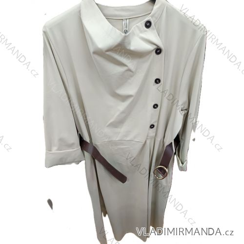 Šaty elegantné na gombíky s opaskom dlhý rukáv dámske (S/M/L ONE SIZE) TALIANSKA MÓDA IMSM26016