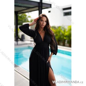 Šaty dlhé elegantné trblietavé dlhý rukáv dámske nadrozmer (34-50) POLSKÁ MÓDA PMLWD24RAMONA8/DUR