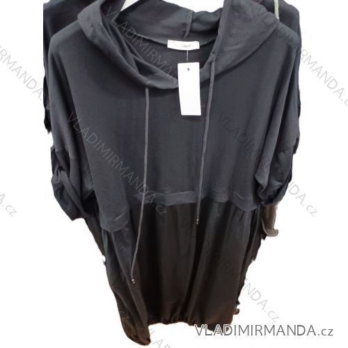 Šaty mikinové s kapucňou 3/4 dlhý rukáv dámske (S/M/L ONE SIZE) TALIANSKA MÓDA IMSM26022