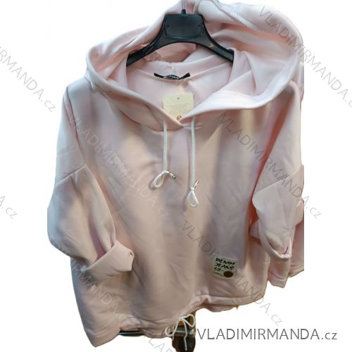 Mikina teplá s kapucňou sťahovací dlhý rukáv dámska (S/M/L ONE SIZE) TALIANSKA MÓDA IMSM26047