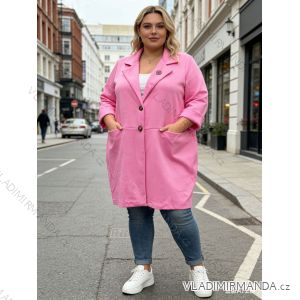 Kabátik slabý s vreckami na gombíky dlhý rukáv dámsky nadrozmer (46/48/50 ONE SIZE) TALIANSKA MÓDA IM426011