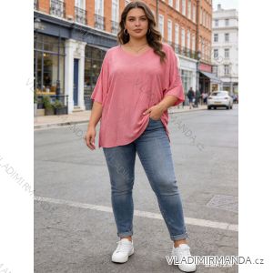 Tričko krátky rukáv dámske nadrozmer (54/56/58 ONE SIZE) TALIANSKA MÓDA IM426020